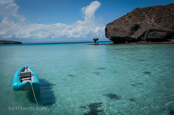 Inflatable kayak, Ballandra cove, near La Paz, Baja Sur, Mexico