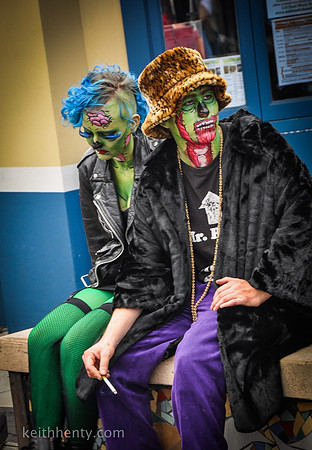 Teens watch Halloween parade in Ashland, Oregon