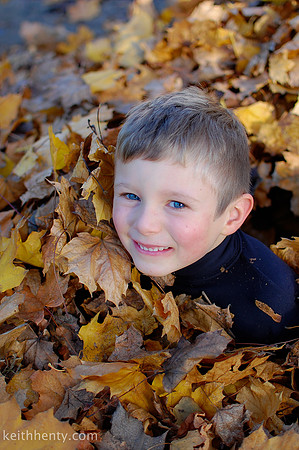 Young boy in leaves Ashland OR
