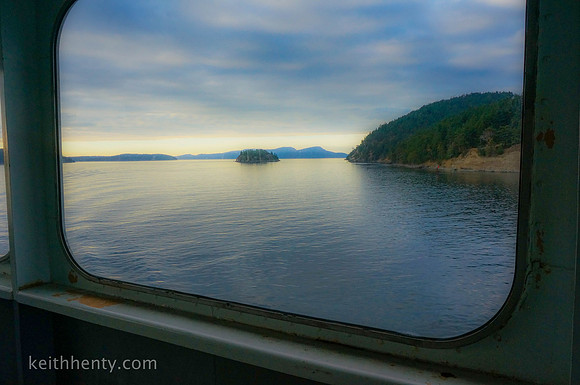 Ferry window view, enroute to San Juan Islands, Washington state